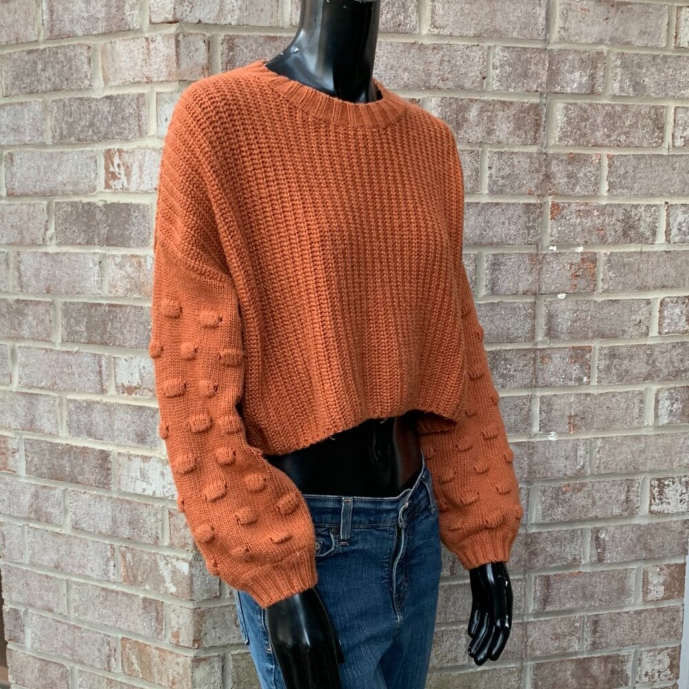 Vestique Cropped Crewneck Knit Long Sleeve Sweater Sz L - Picture 2 of 13